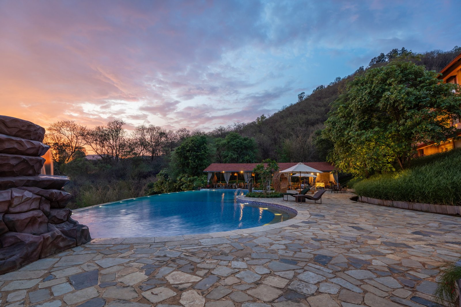 Fine dining setup inside the in-house restaurant